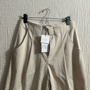 Zara Cream Tailored Trousers Sz M NWT